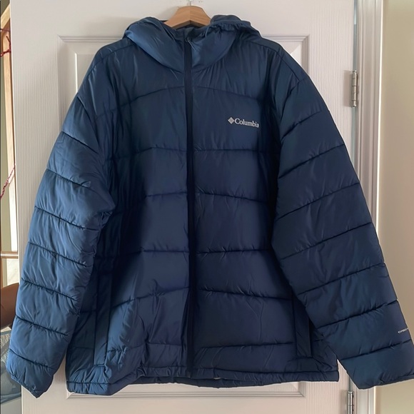 NWOT Columbia Blue Pike Lake Puffer Jacket with Hood - XXL - Picture 1 of 11